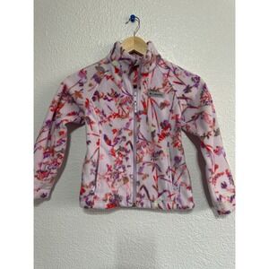 Columbia Girls' Floral Fleece Jacket Full Zip Pink Purple Size S (7/8)